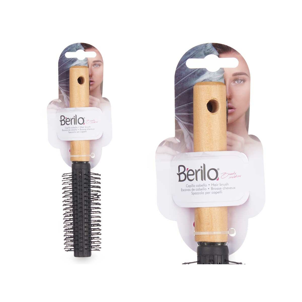 Apvalus šepetys Berilo Maro Negru Lemn Silicon Plastic (12 Unități)